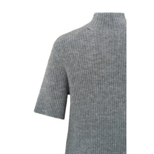 Lade das Bild in den Galerie-Viewer, YAYA Gerippter Kurzarm Rollkragenpullover Grey
