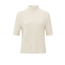 Lade das Bild in den Galerie-Viewer, YAYA Gerippter Kurzarm Rollkragenpullover Ivory
