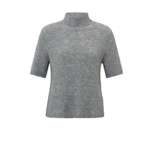 Lade das Bild in den Galerie-Viewer, YAYA Gerippter Kurzarm Rollkragenpullover Grey
