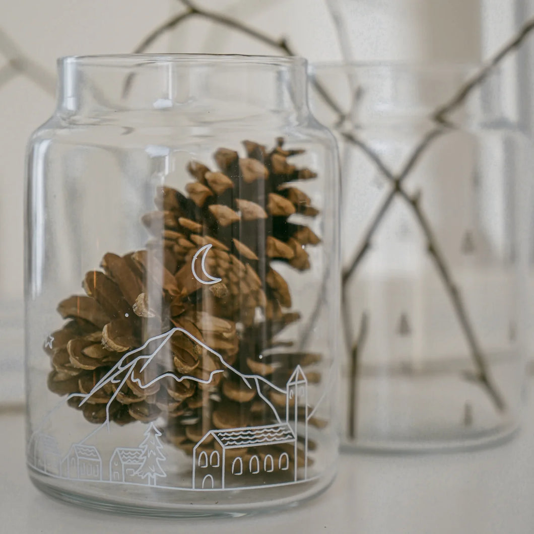 EULENSCHNITT Vase aus Glas Schneelandschaft