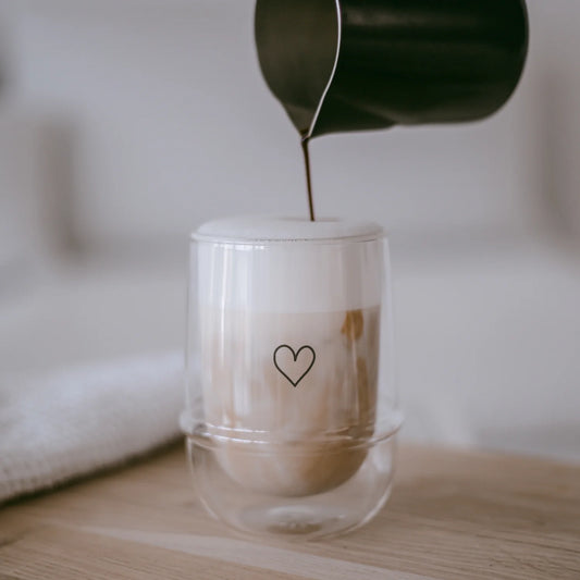 EULENSCHNITT doppelwandiges Latte Macchiato Glas Herz