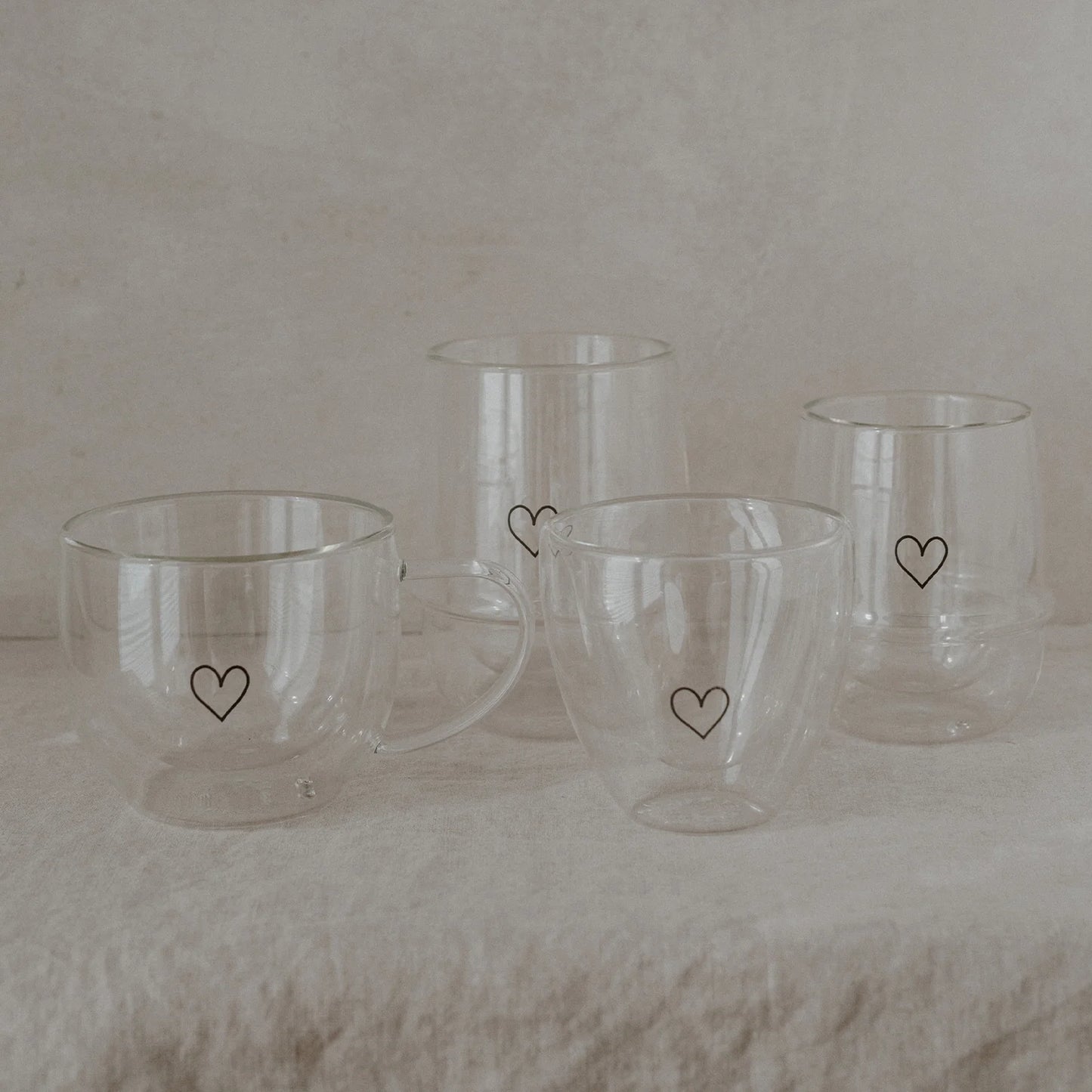 EULENSCHNITT doppelwandiges Latte Macchiato Glas Herz
