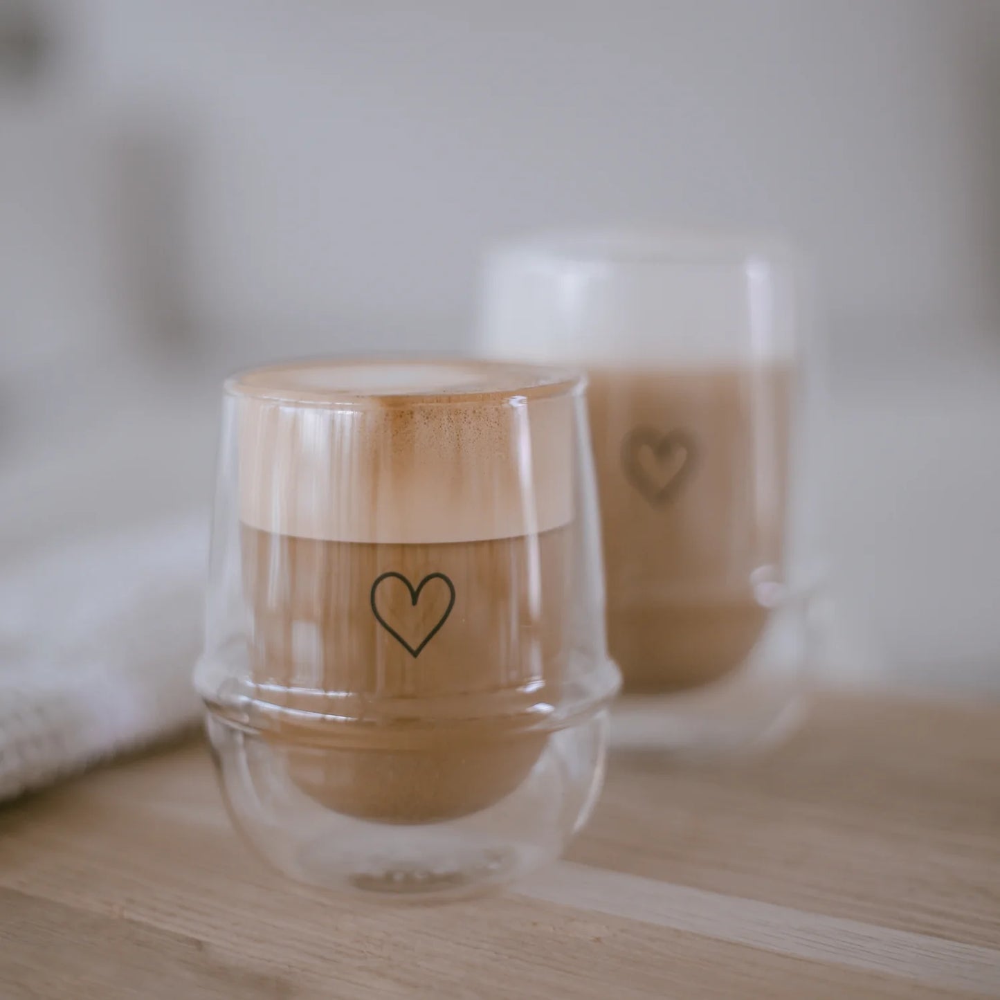 EULENSCHNITT doppelwandiges Cappuccino Glas Herz