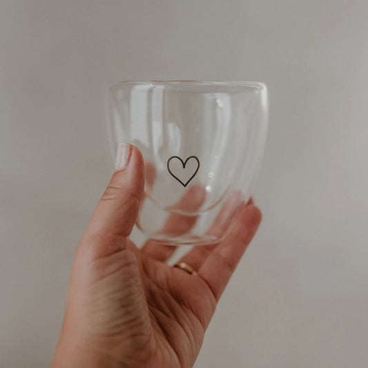EULENSCHNITT Doppelwandiges kleines Herzglas