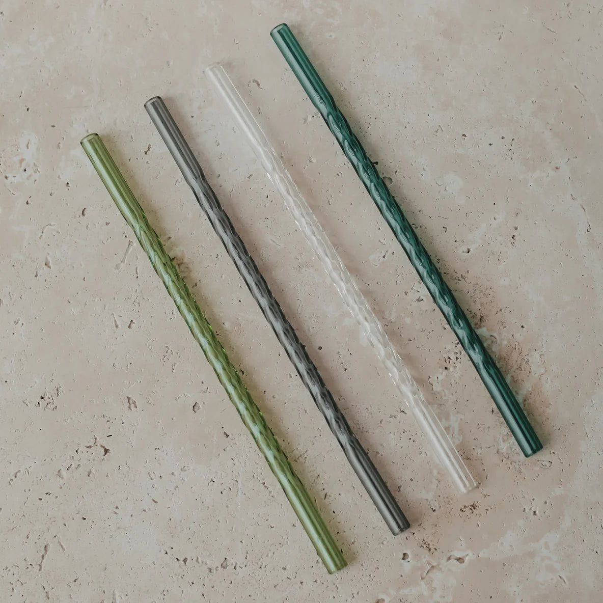 EULENSCHNITT Gedrehte Glashalme 4-er Set Grün