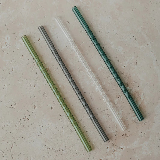 EULENSCHNITT Gedrehte Glashalme 4-er Set Grün