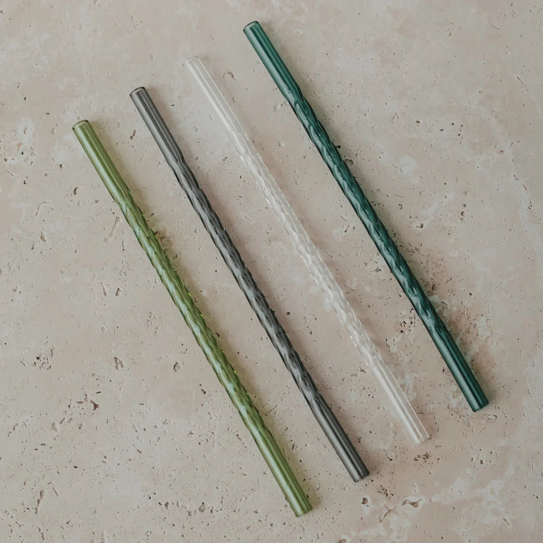 EULENSCHNITT Gedrehte Glashalme 4-er Set Grün