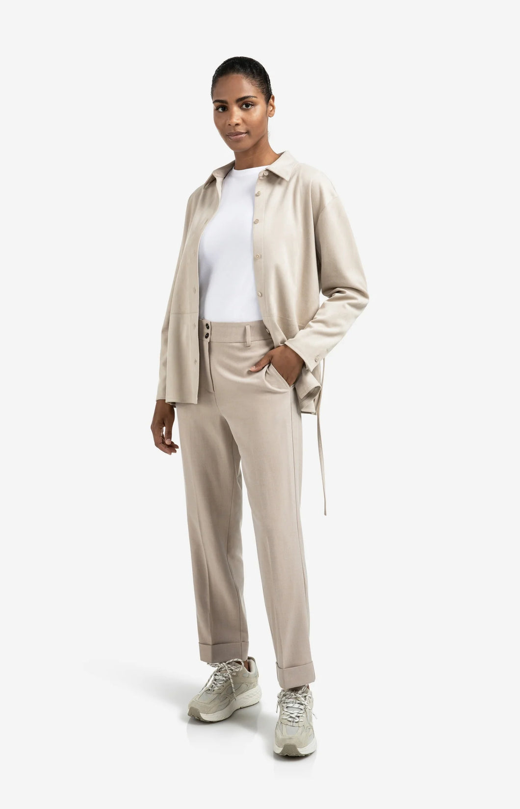 YAYA Hose mit hohem Bund und Umschlag