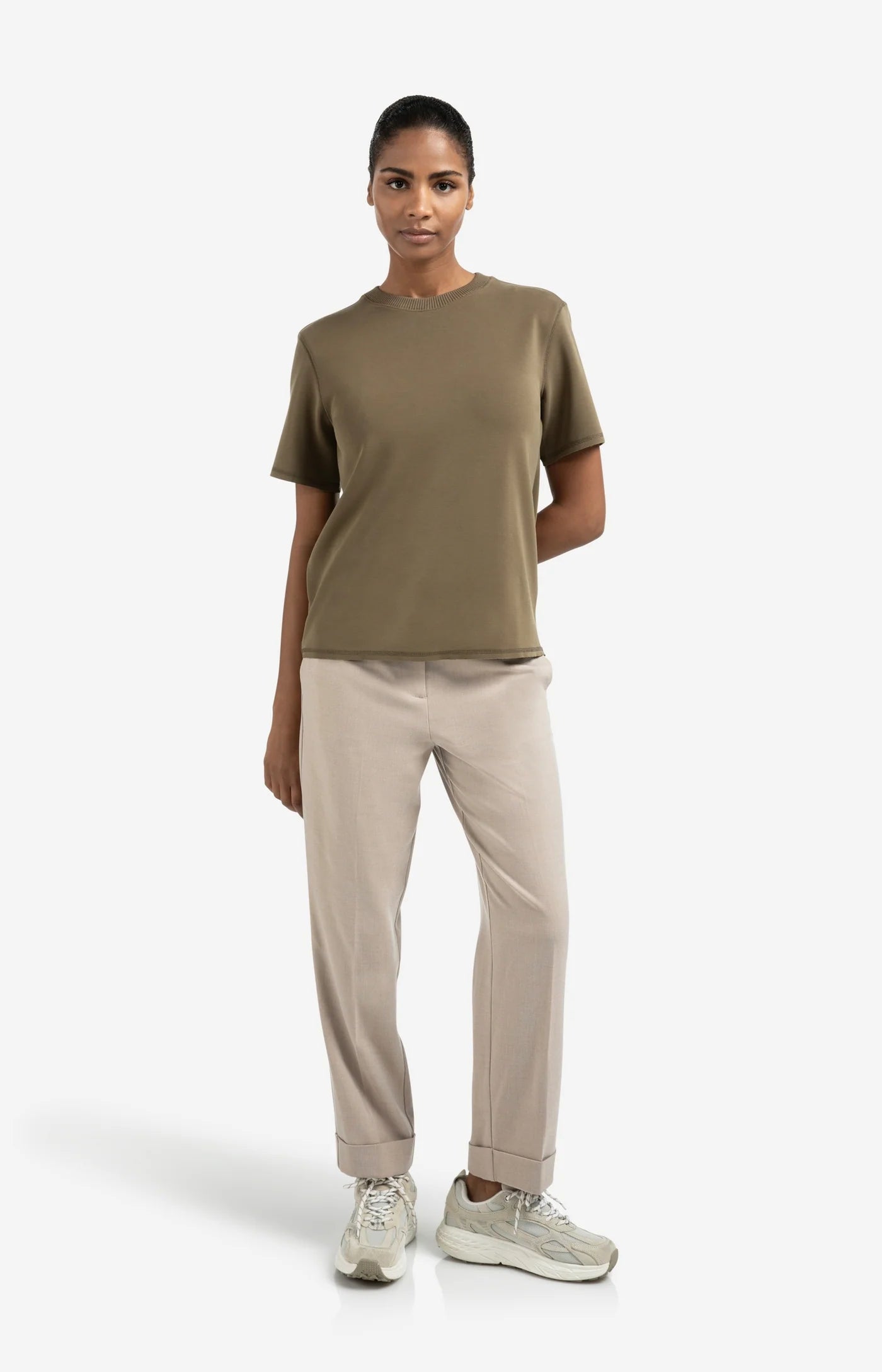 YAYA Hose mit hohem Bund und Umschlag