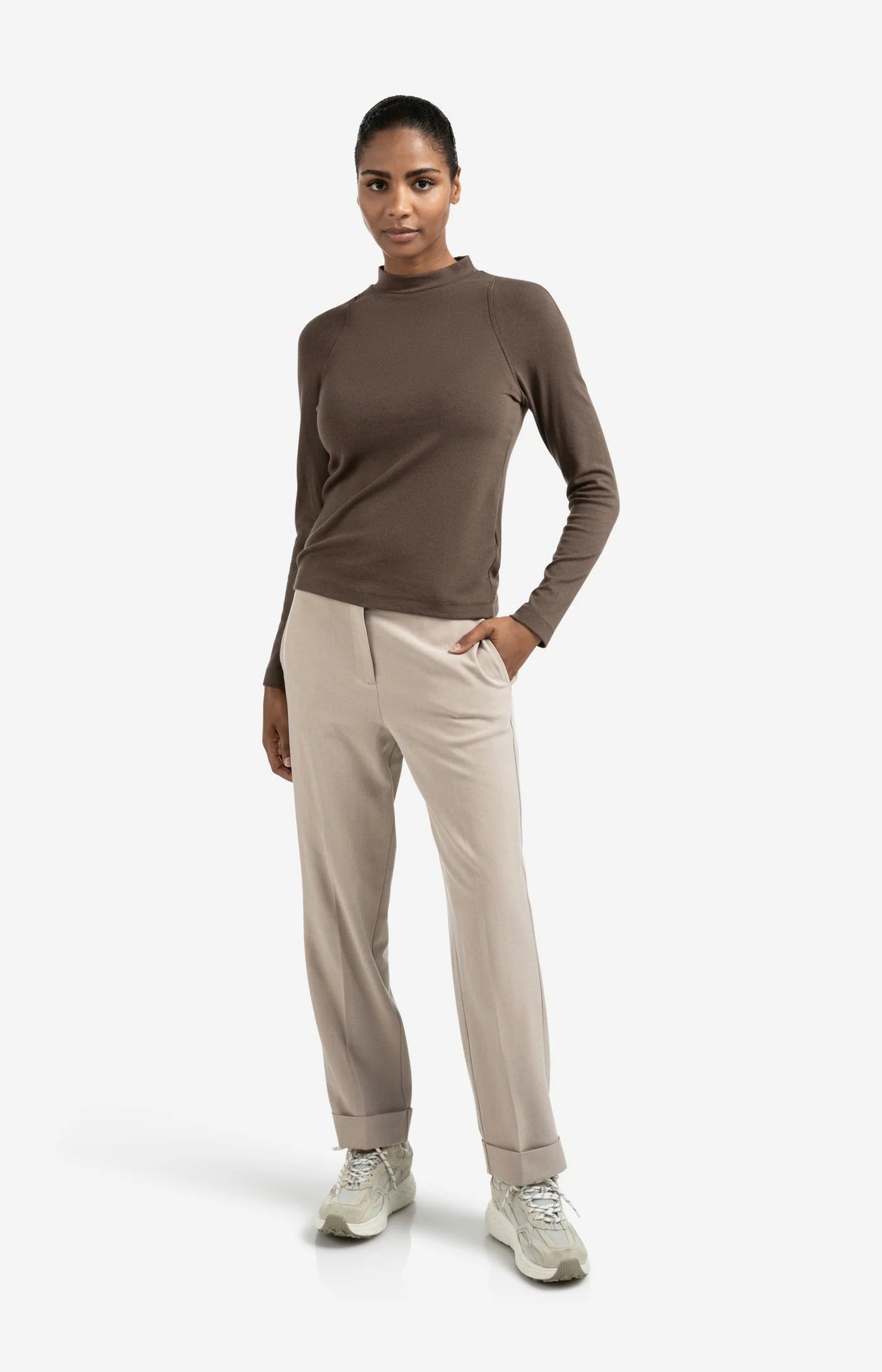 YAYA Hose mit hohem Bund und Umschlag