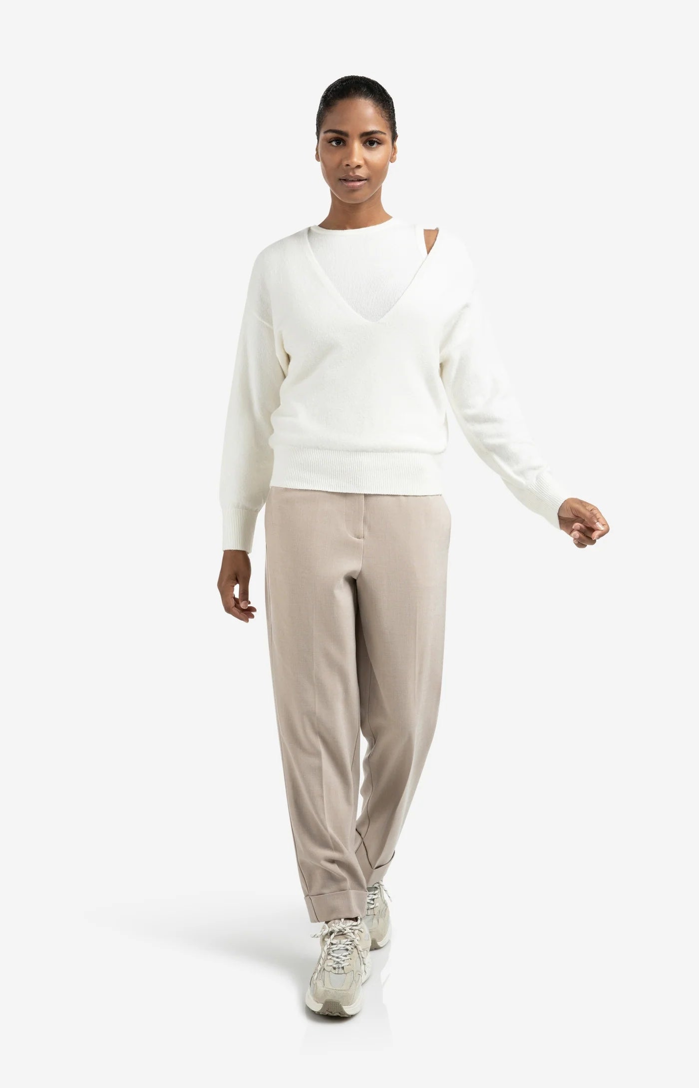 YAYA Hose mit hohem Bund und Umschlag