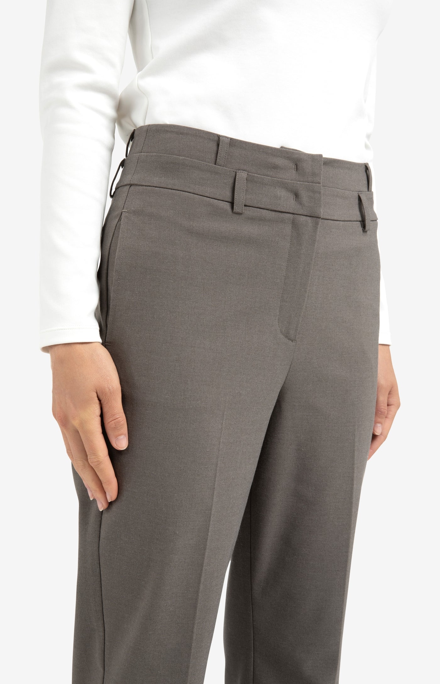 YAYA Hose mit doppelten Bund Dark Taupe