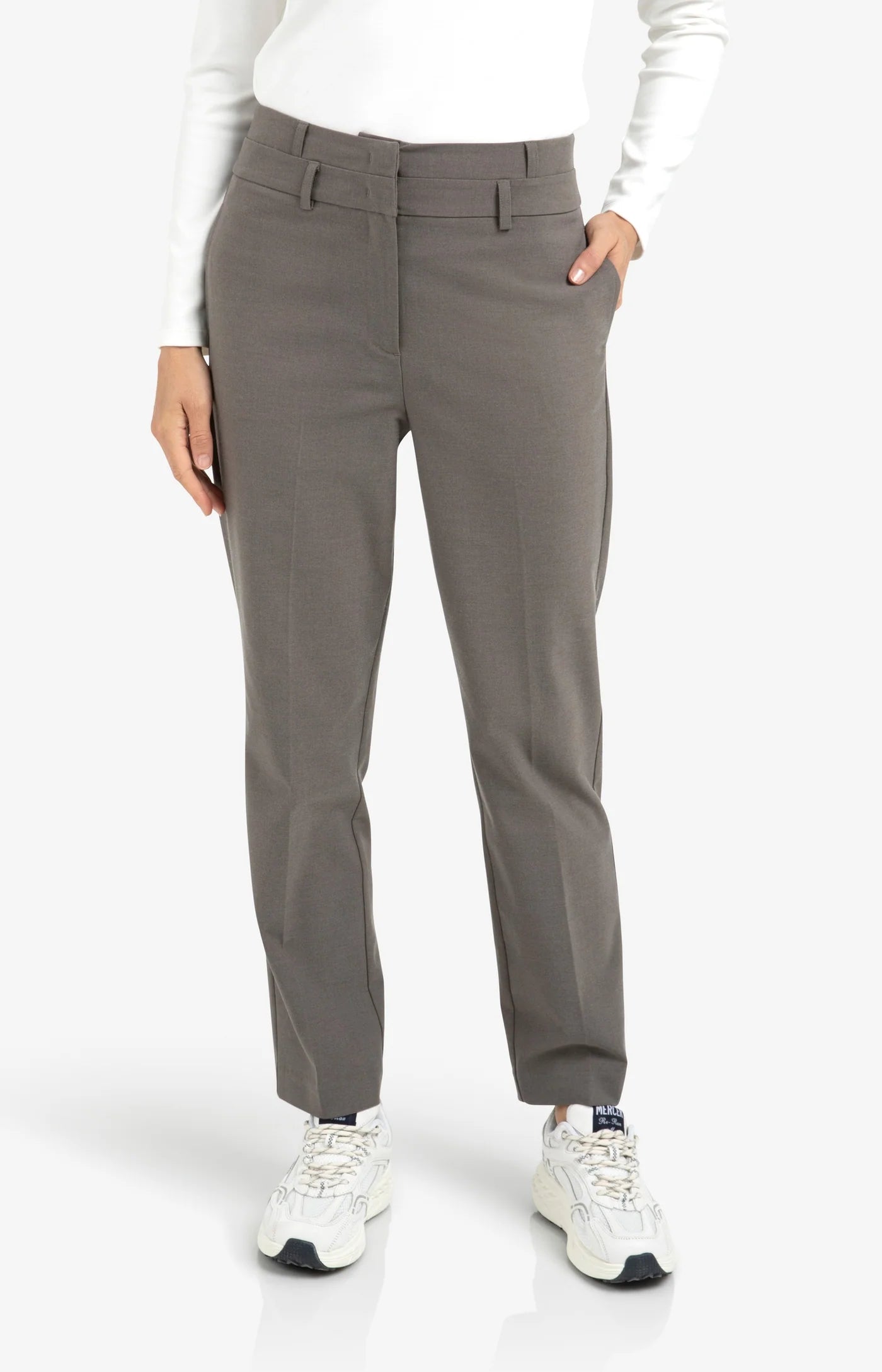 YAYA Hose mit doppelten Bund Dark Taupe