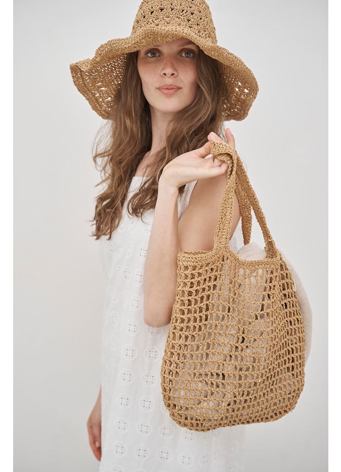 CARE BY ME Sienna Bag - Häkeltasche aus Raffia