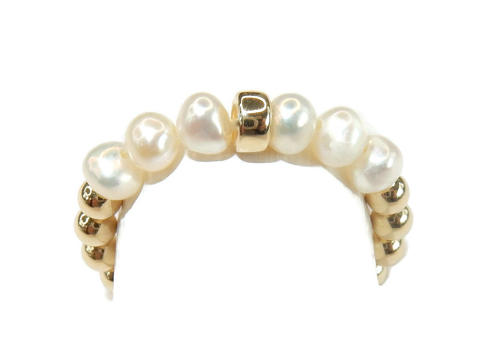 GNOES AMSTERDAM Flexring White Pearls 3 mm Gold
