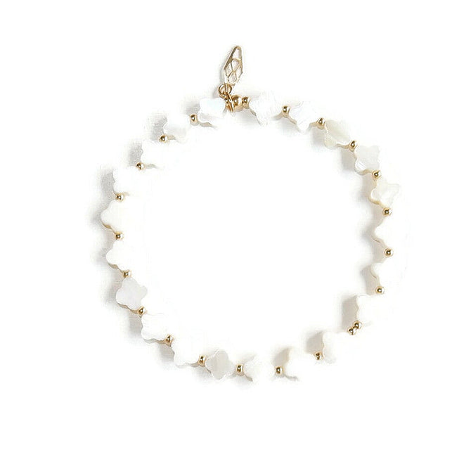 GNOES AMSTERDAM Flexarmband Mother of Pearl Clover BFMP3033 Gold