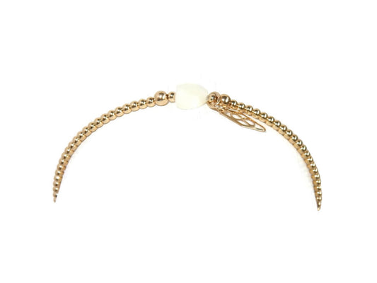 GNOES AMSTERDAM Flexarmband Mother of Pearl Heart 2mm Gold