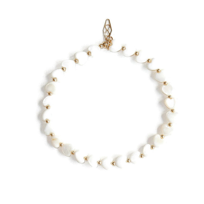 GNOES AMSTERDAM Flexarmband Mother of Pearl Hearts BFMP3034 Gold