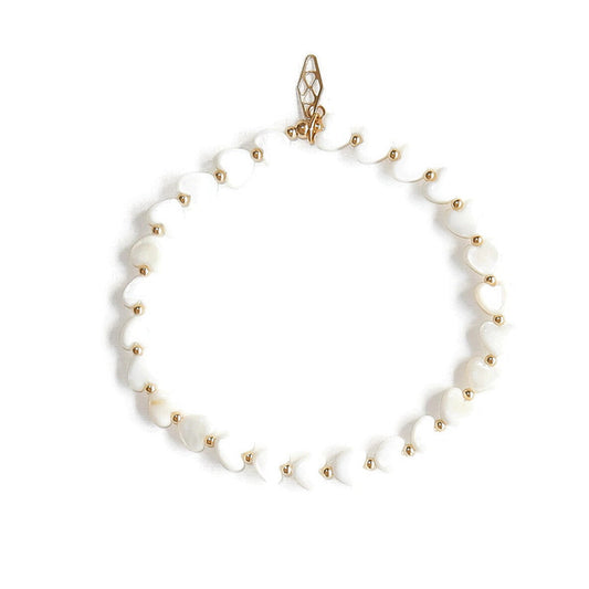 GNOES AMSTERDAM Flexarmband Mother of Pearl Hearts BFMP3034 Gold