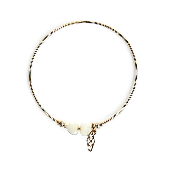 GNOES AMSTERDAM Flexarmband Bangle Tiny Tubes Mother of Pearl Hearts BFMP2851 Gold
