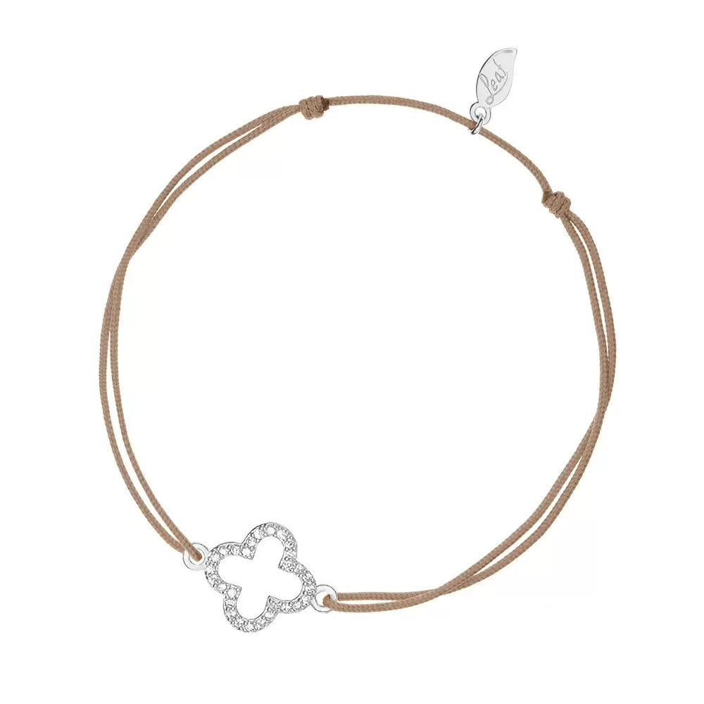 LEAF Glücksarmband beige - Kleeblatt Zirkonia Sterlingsilber
