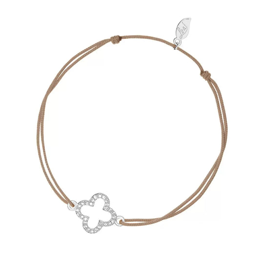 LEAF Glücksarmband beige - Kleeblatt Zirkonia Sterlingsilber