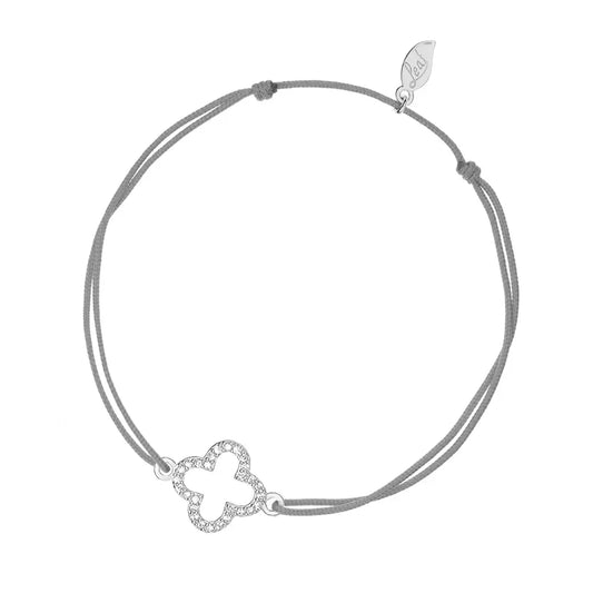 LEAF Glücksarmband grau - Kleeblatt Zirkonia Sterlingsilber