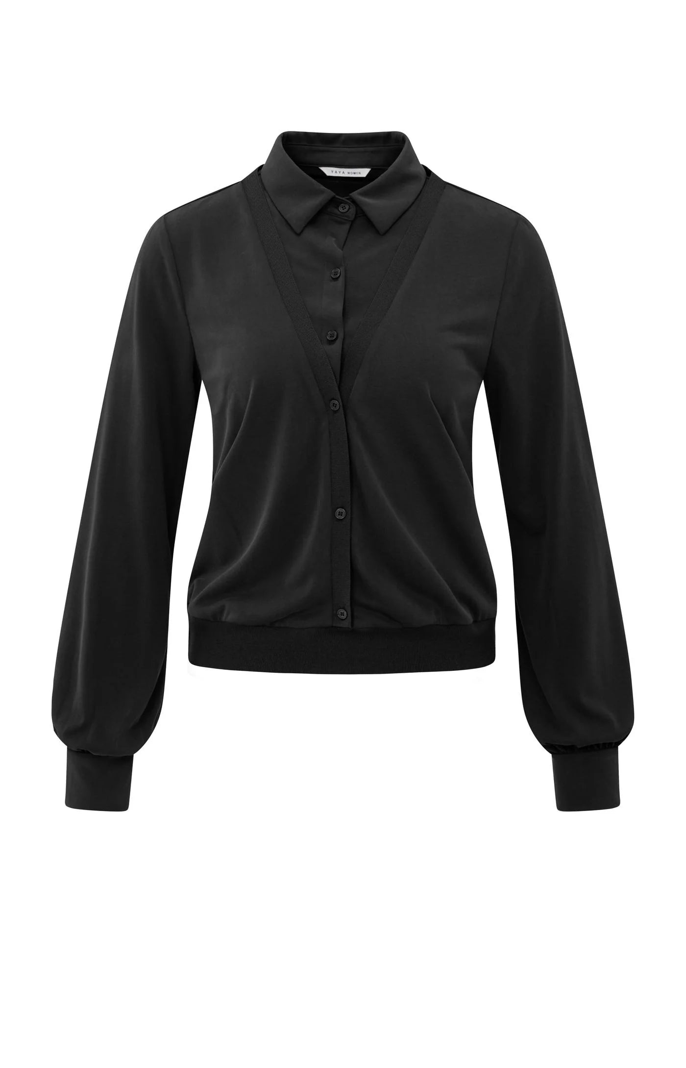 YAYA Jerseybluse mit Balloonärmel im Lagenlook Black