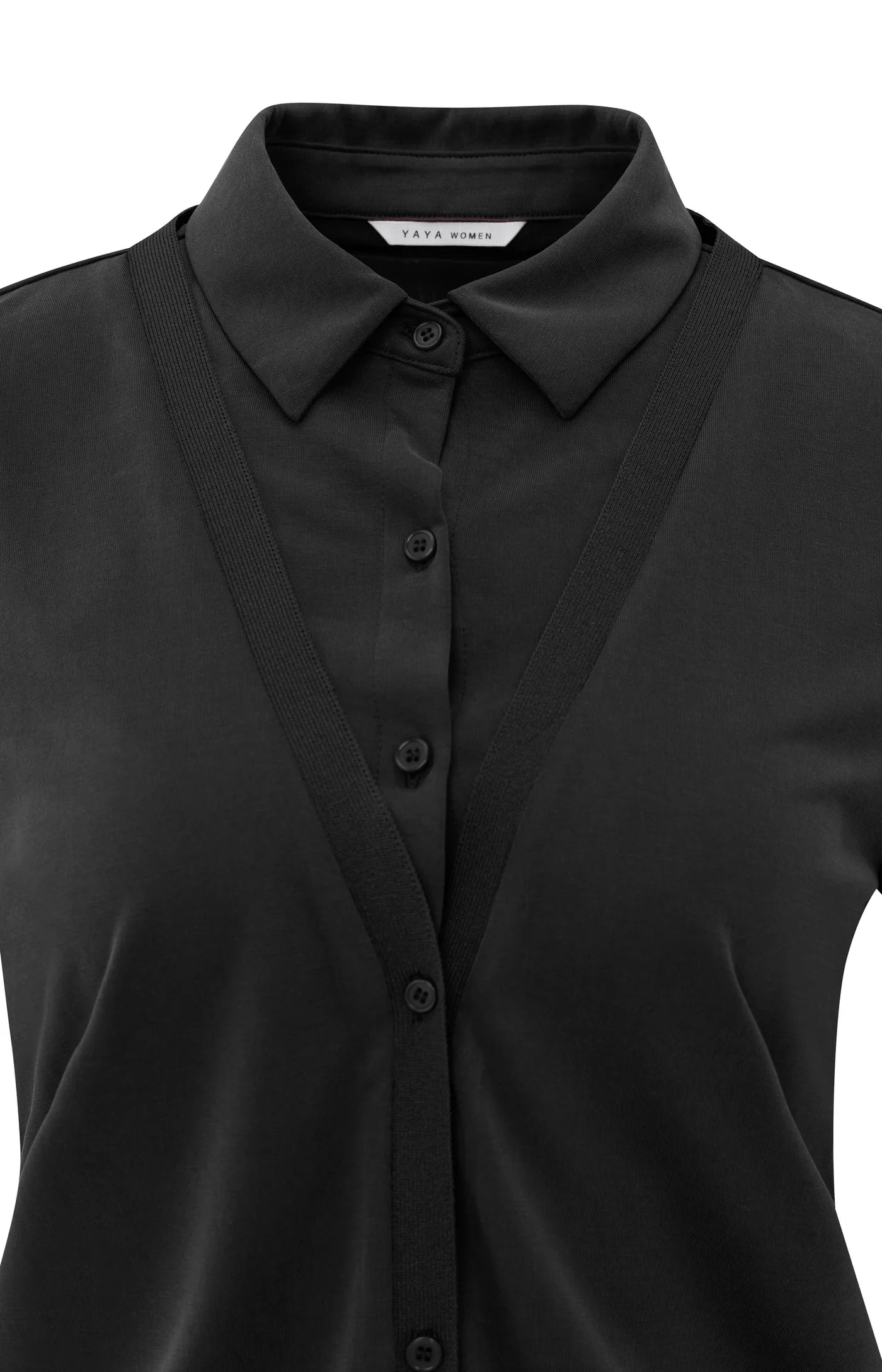 YAYA Jerseybluse mit Balloonärmel im Lagenlook Black