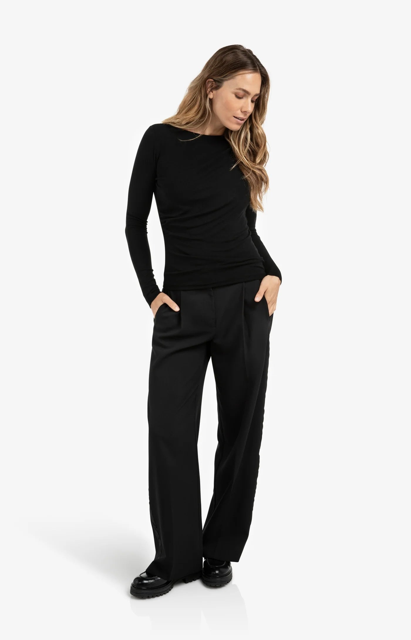 YAYA Pullover Jersey-Oberteil mit Plisseedetails