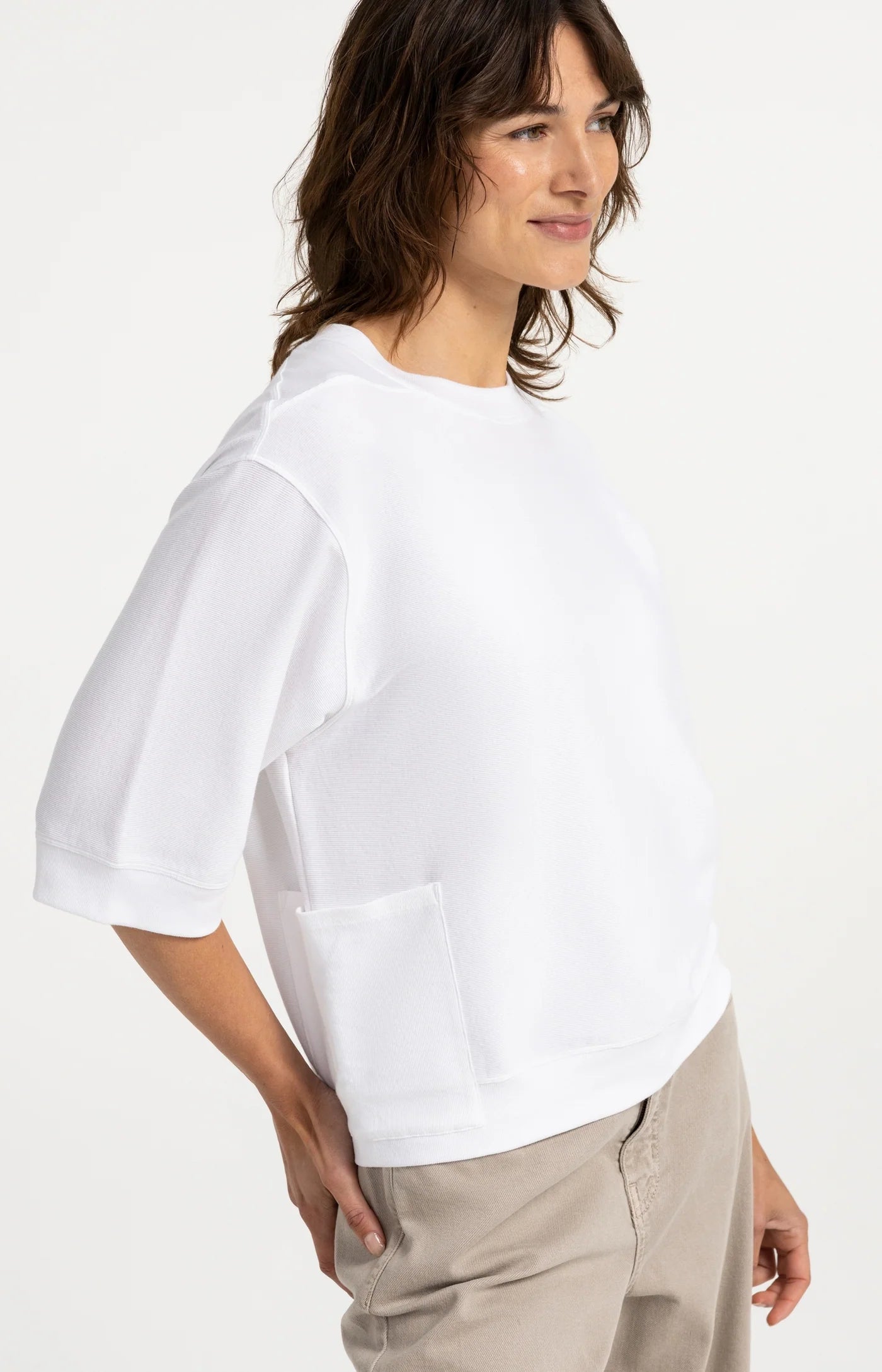YAYA Jersey Kurzarmshirt Pure White