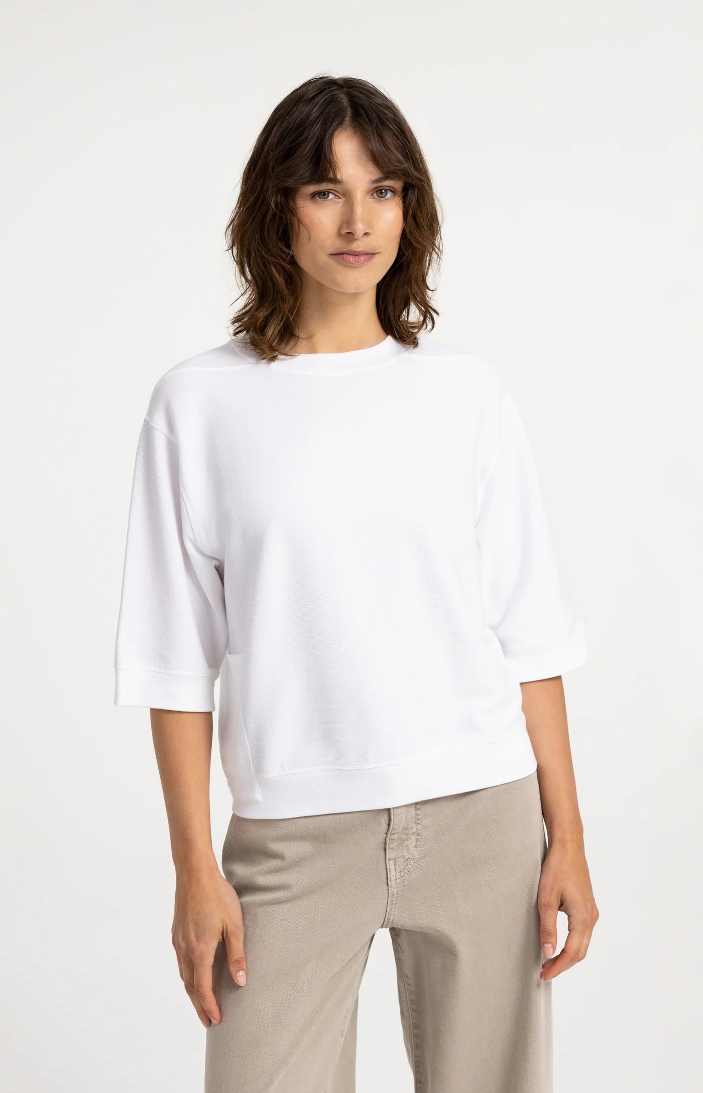 YAYA Jersey Kurzarmshirt Pure White