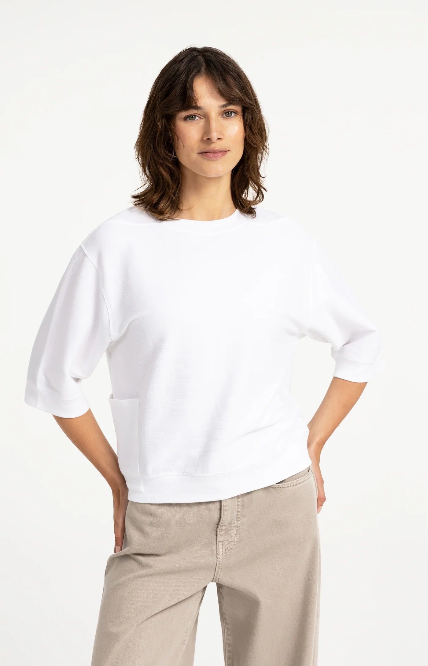 YAYA Jersey Kurzarmshirt Pure White