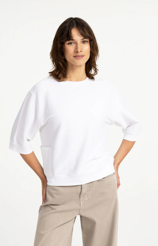 YAYA Jersey Kurzarmshirt Pure White