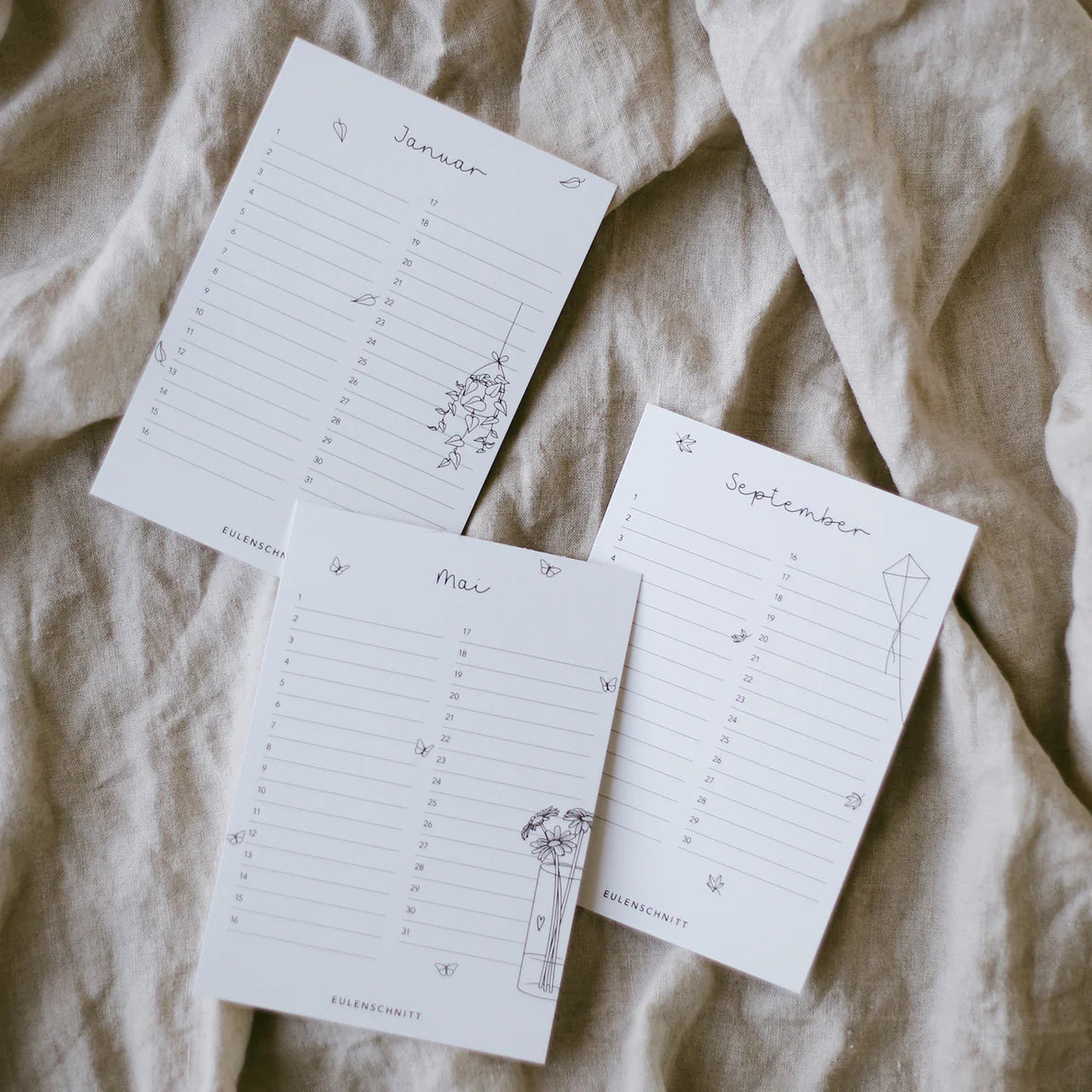 EULENSCHNITT Tischkalender Geburtstage Blumenmädchen