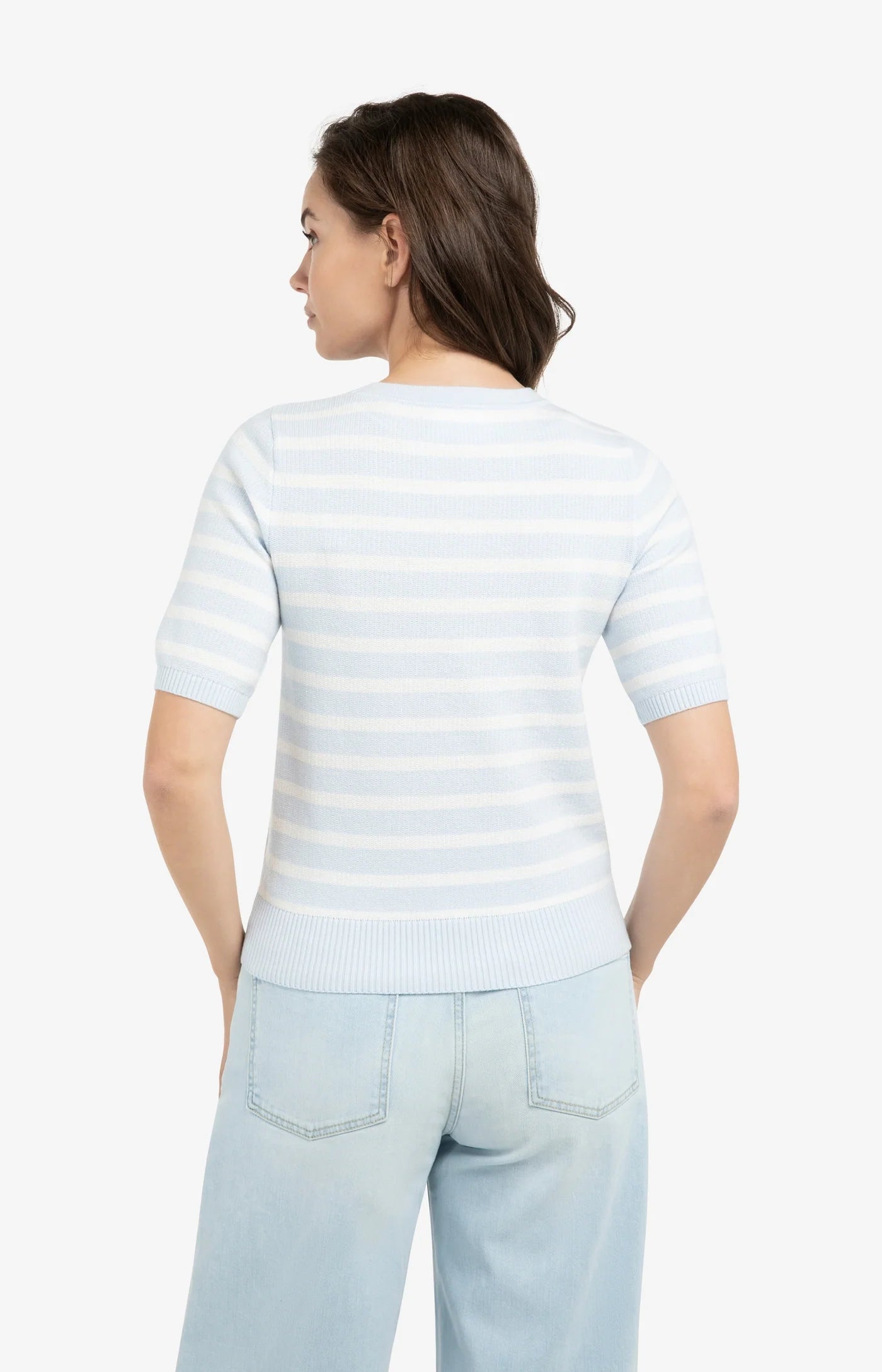 YAYA Kurzarmpullover mit Streifen Ice Blue