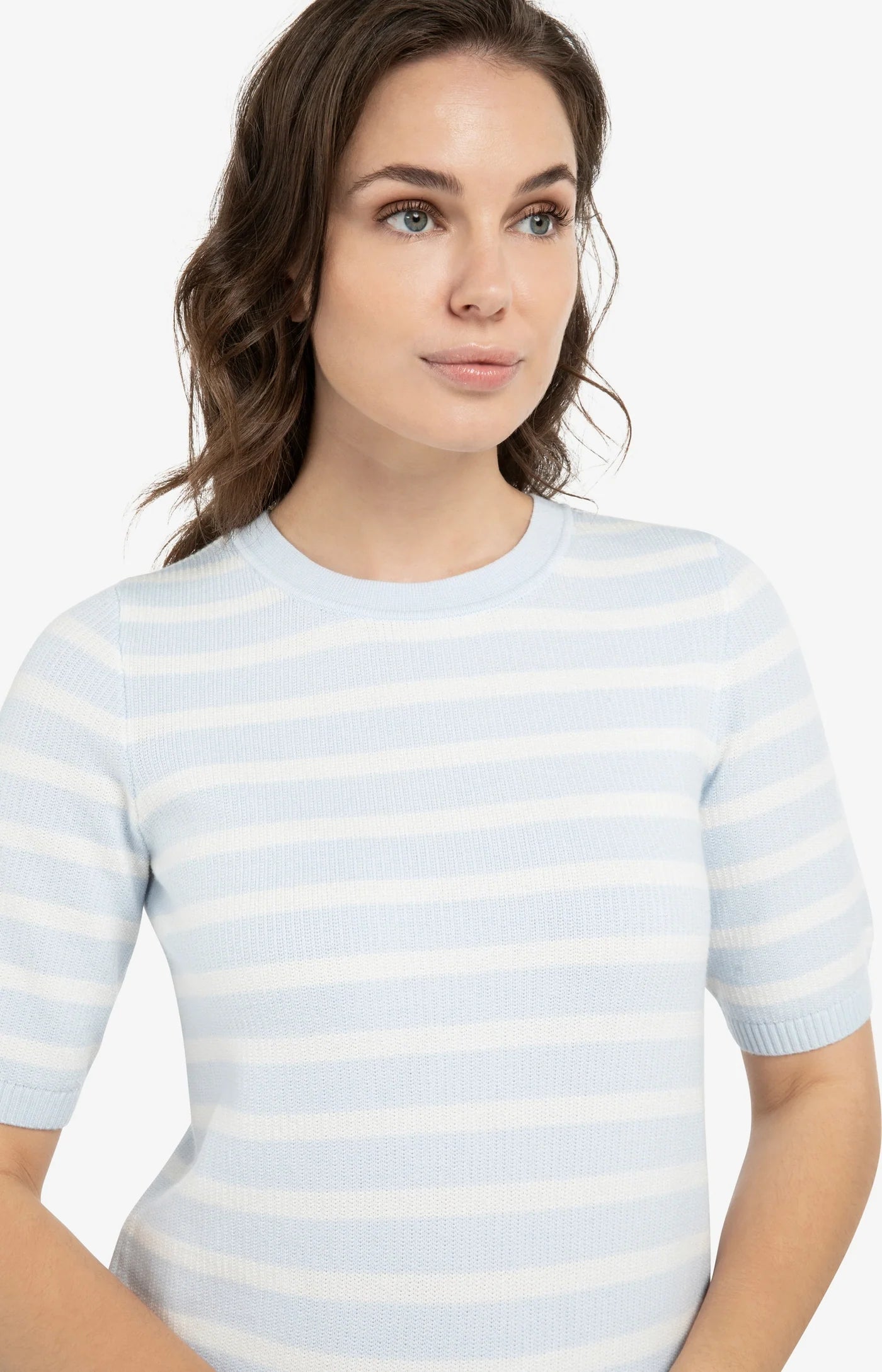 YAYA Kurzarmpullover mit Streifen Ice Blue