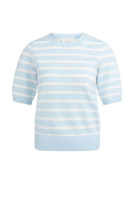 YAYA Kurzarmpullover mit Streifen Ice Blue