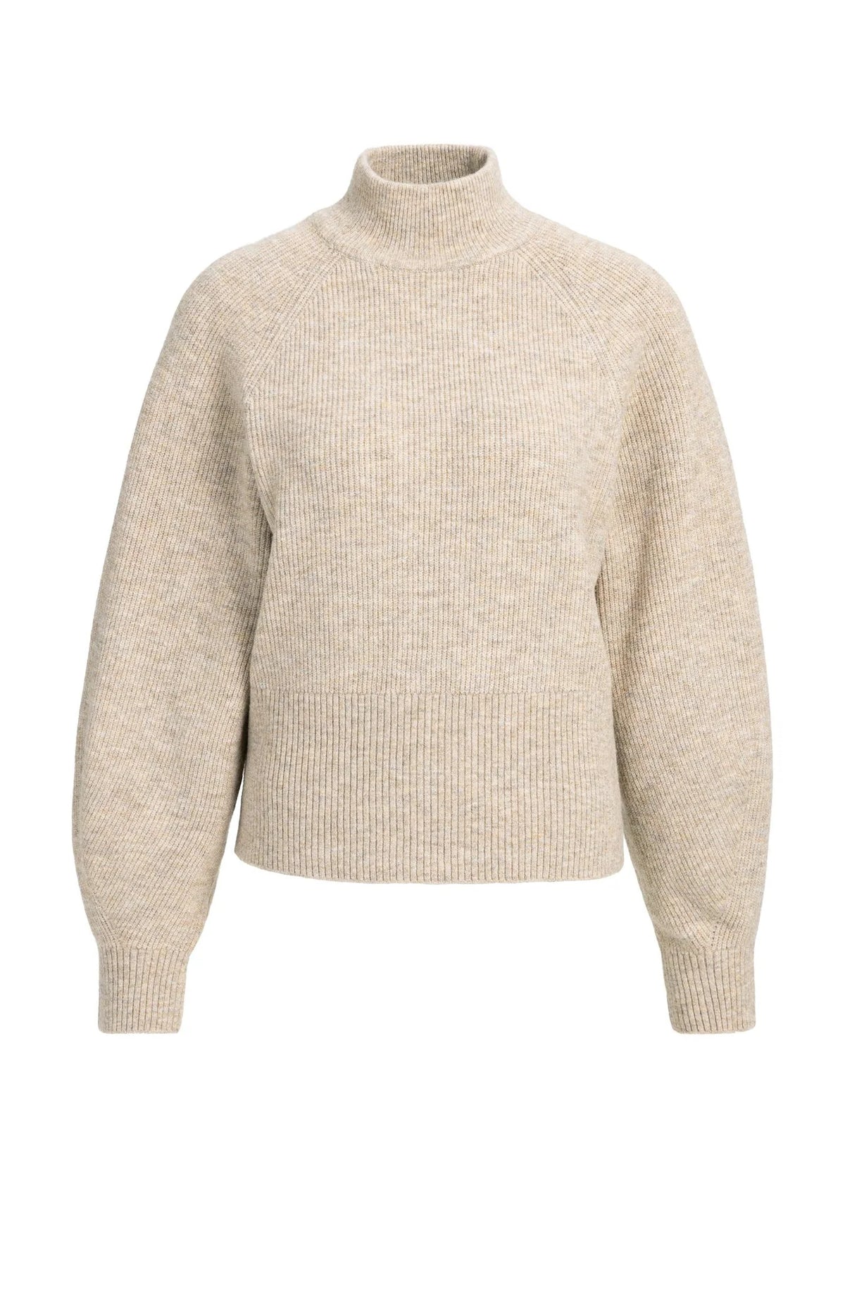 YAYA Rollkragenpullover mit Fledermausärmeln - Light Beige Melange