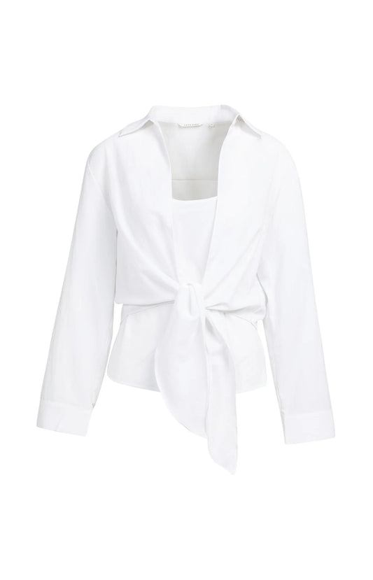 YAYA Bluse mit Knoten und passenden Top - Pure White