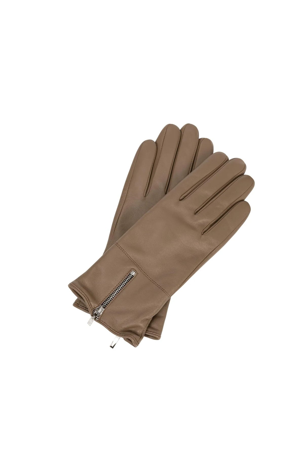 YAYA Lederhandschuhe mit Reißverschluss - Brown