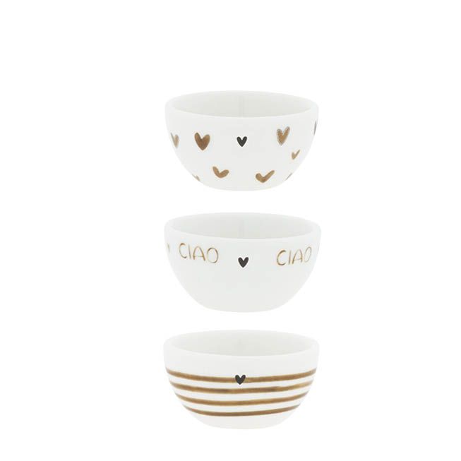 BASTION COLLECTIONS Bowl White S Brown Print in 3 Designs