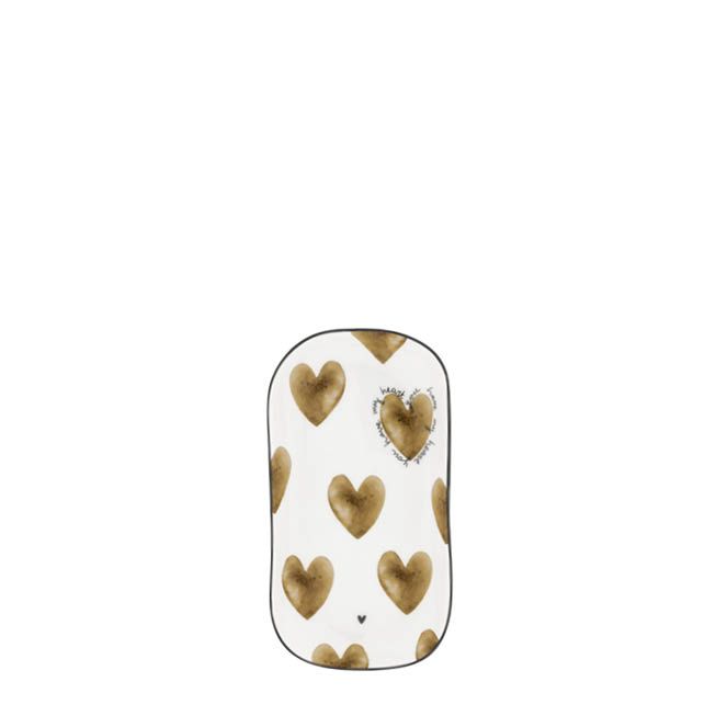 BASTION COLLECTIONS Oval Plate XS Brown Hearts & Ciao