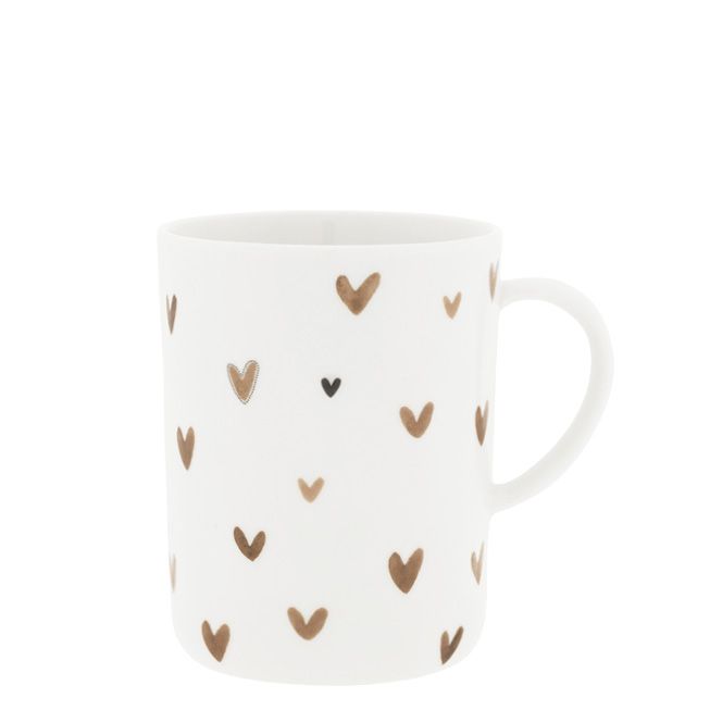 BASTION COLLECTIONS Tea Mug Brown Hearts - Teetasse