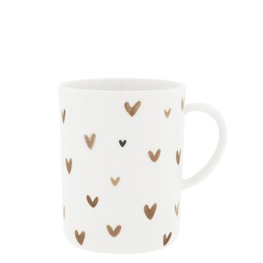 BASTION COLLECTIONS Tea Mug Brown Hearts - Teetasse