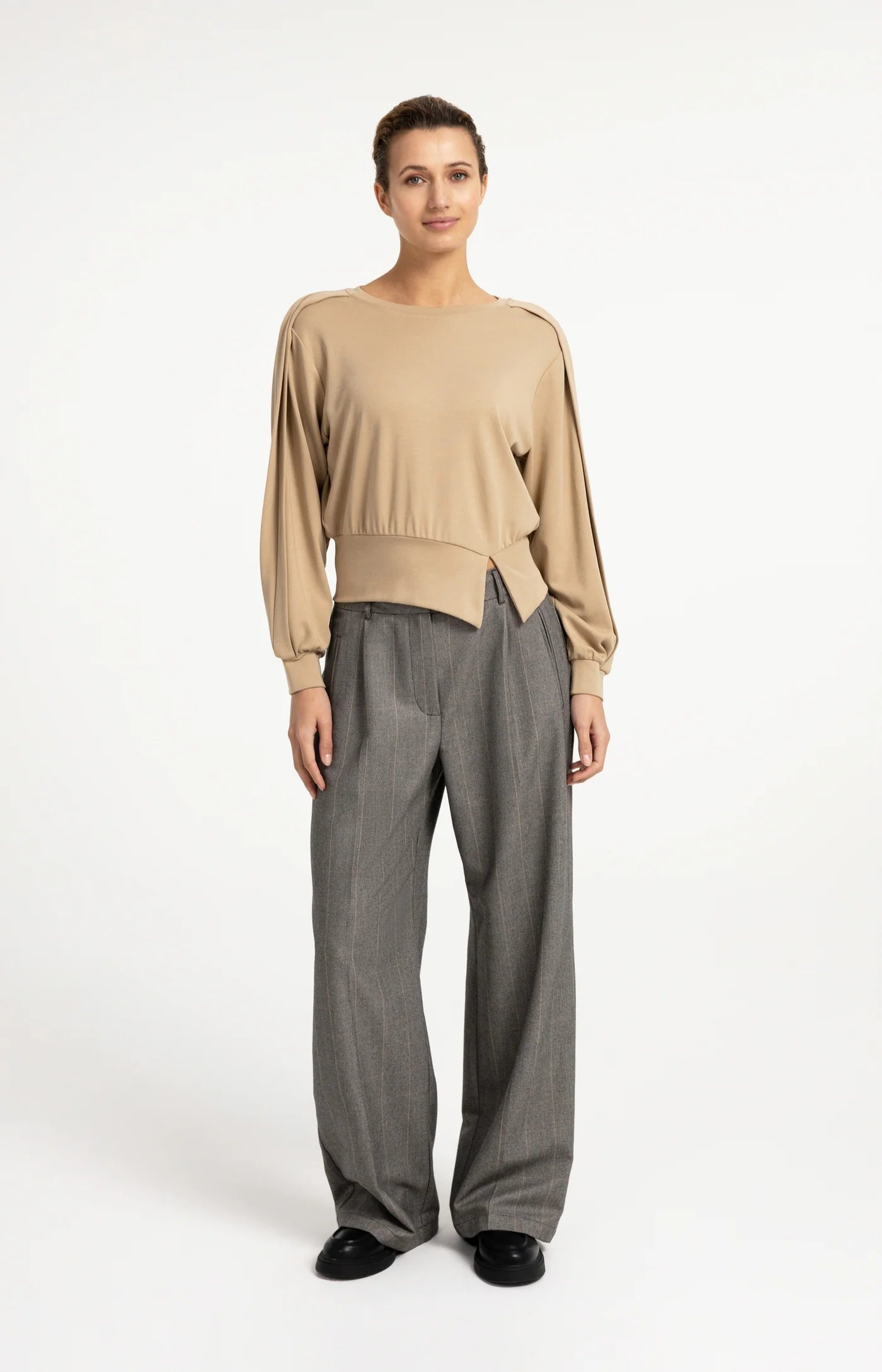 YAYA Pullover mit Faltdetail - Cornstalk Brown