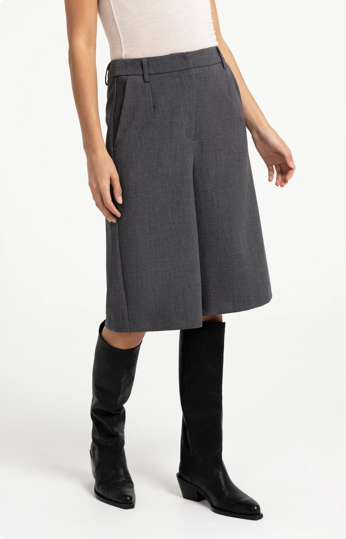 YAYA Lange Bermudashorts - Anthrazit Melange