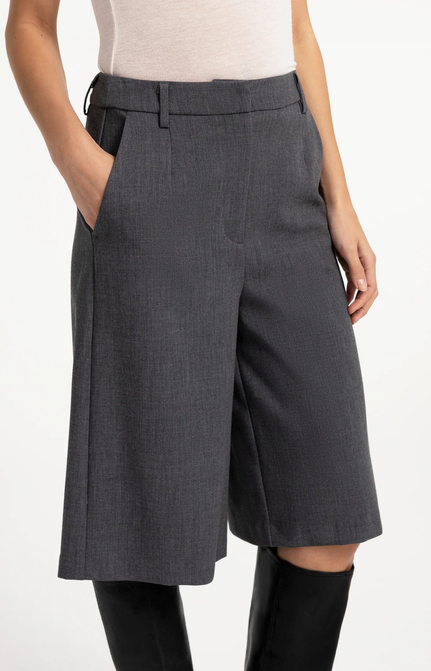 YAYA Lange Bermudashorts - Anthrazit Melange