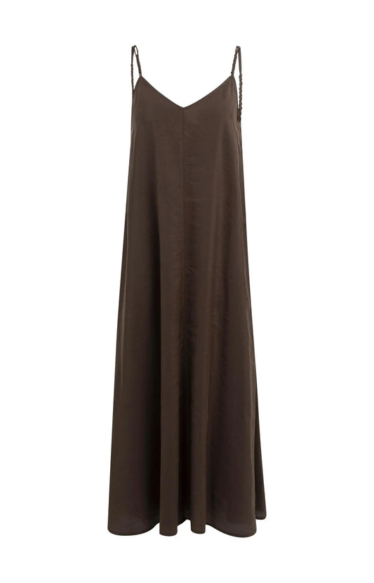 YAYA Long Strappy Dress - Aubergine Purple