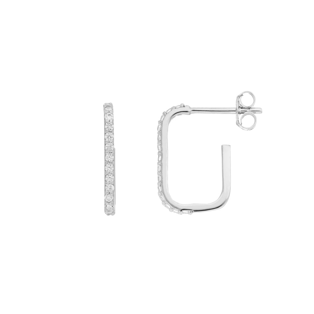 LEAF Mini Creolen Square mit Zirkonia Sterlingsilber